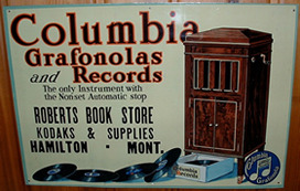 Click photo to see larger pic of Tin Grafonola Advertising Sign