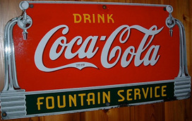 Click photo to see larger pic of Porcelain Enamel Soda Advertising Sign