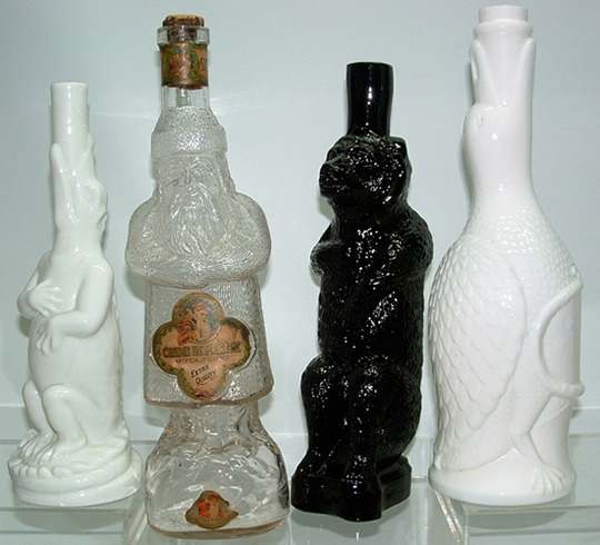 Flasks For Men. porcelain figural flasks